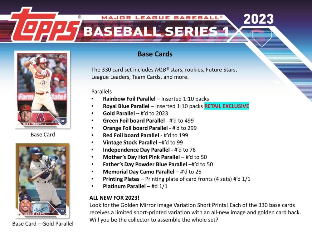 2023 Topps Series 1 Baseball 7-Pack Blaster Box (Commemorative Relic Card!) Image 3