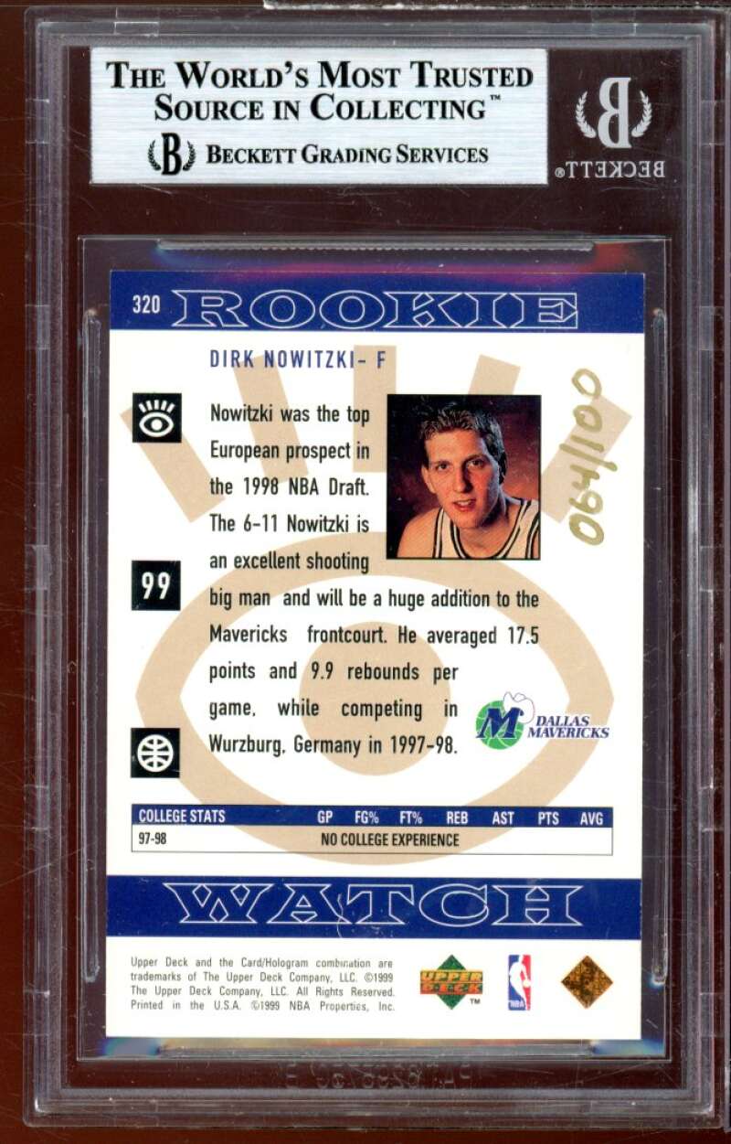 Dirk Nowitzki Rookie Card 1998-99 Upper Deck Bronze #320 BGS 9 (9.5 8.5 9 9.5) Image 2