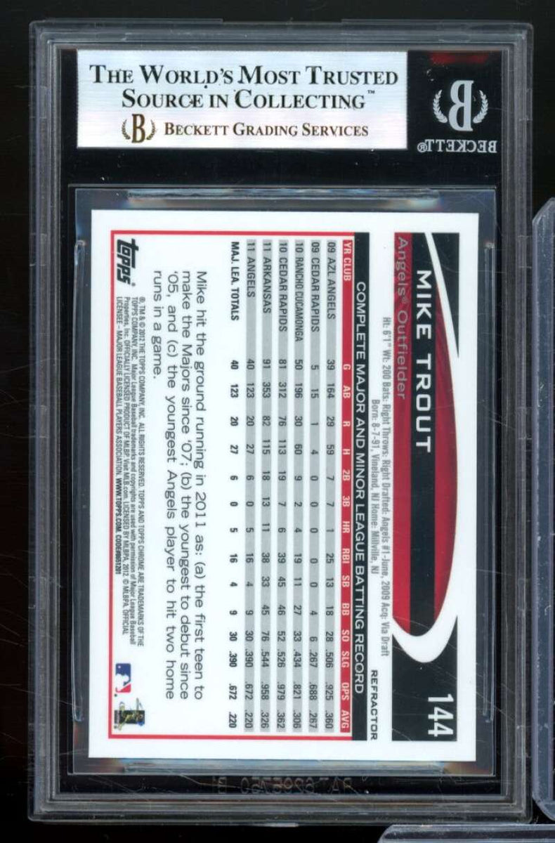 Mike Trout Card 2012 Topps Chrome X-Fractors #144 BGS 9