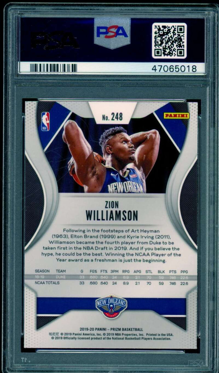 Zion Williamson Rookie Card 2019-20 Panini Prizm #248 PSA 9
