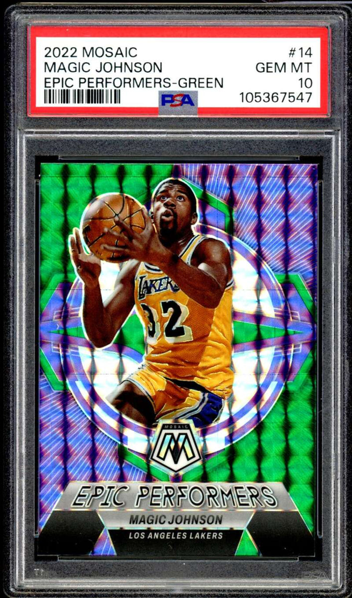 Magic Johnson Card 2022-23 Mosaic Epic Performers Green #14 PSA 10