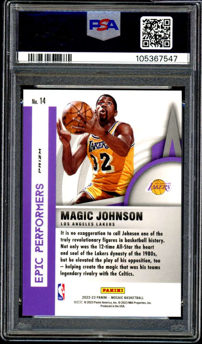 Magic Johnson Card 2022-23 Mosaic Epic Performers Green #14 PSA 10