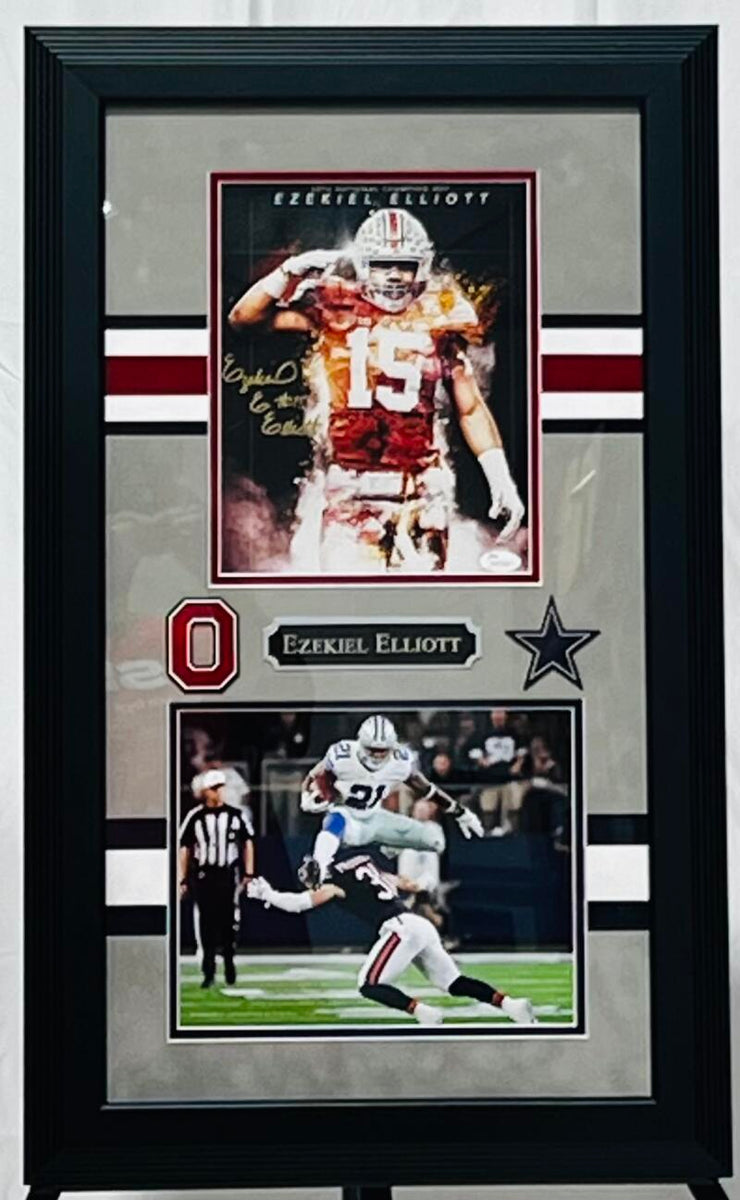 Ezekiel Elliott Autographed Signed Ohio State Framed 17x28 Poster