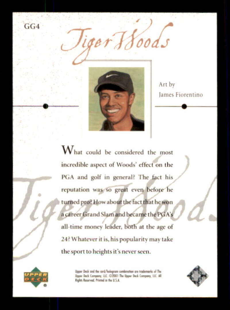 Tiger Woods Rookie Card 2001 Upper Deck Gallery #GG4 Image 2