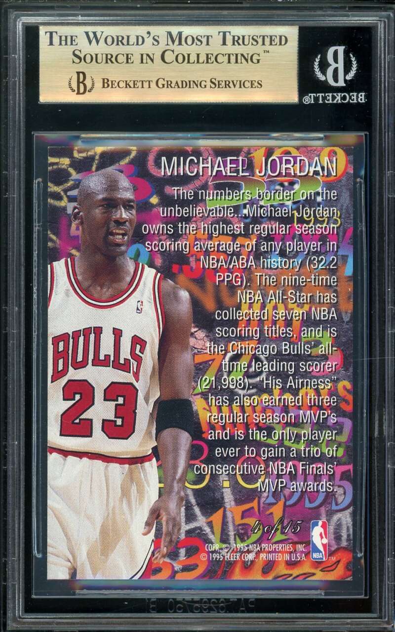 Michael Jordan Card 1995-96 Flair Hot Numbers #4 BGS 9.5 (9.5 9 9.5 10) Image 2