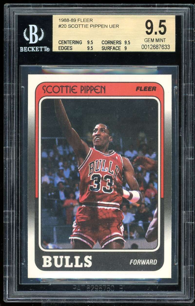 Scottie Pippen Rookie Card 1988-89 Fleer #20 BGS 9.5 (9.5 9.5 9.5 9) Image 1