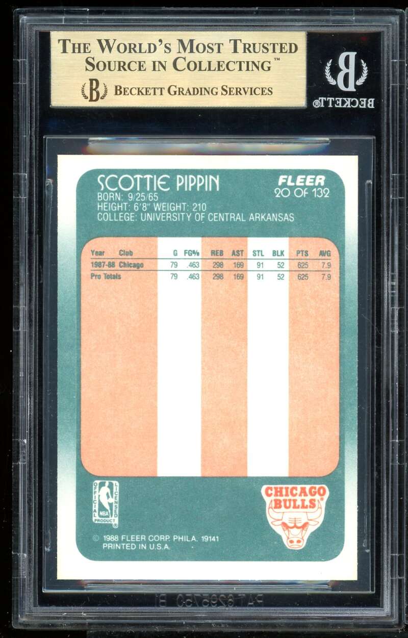 Scottie Pippen Rookie Card 1988-89 Fleer #20 BGS 9.5 (9.5 9.5 9.5 9) Image 2