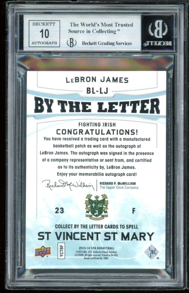 Lebron James 2013-14 SP Authentic By The Letter Signatures BGS 9 (9 8.5 9 9.5) Image 2