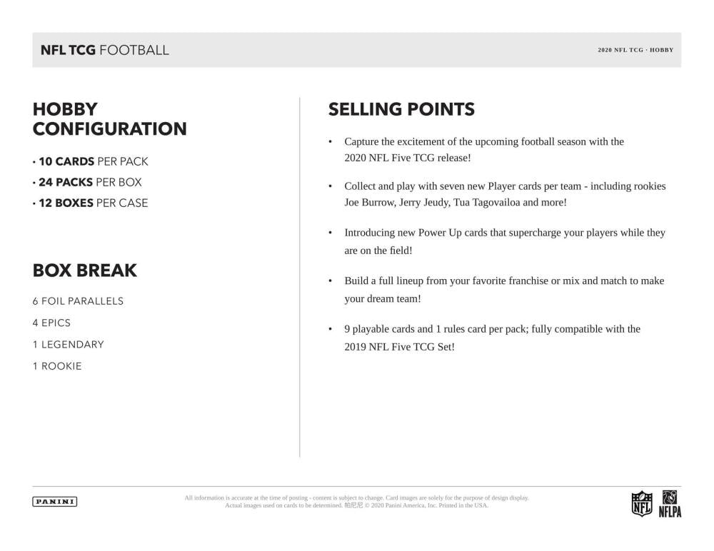 2020 Panini NFL Five Football Trading Card Game Booster Box w/ Joe Burrow Rookie Image 5