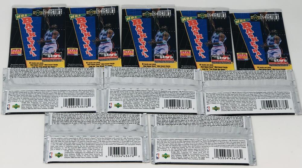 (10) 1996-97 Upper Deck Collectorâs Choice Series 1 Basketball Pack Lot Image 2
