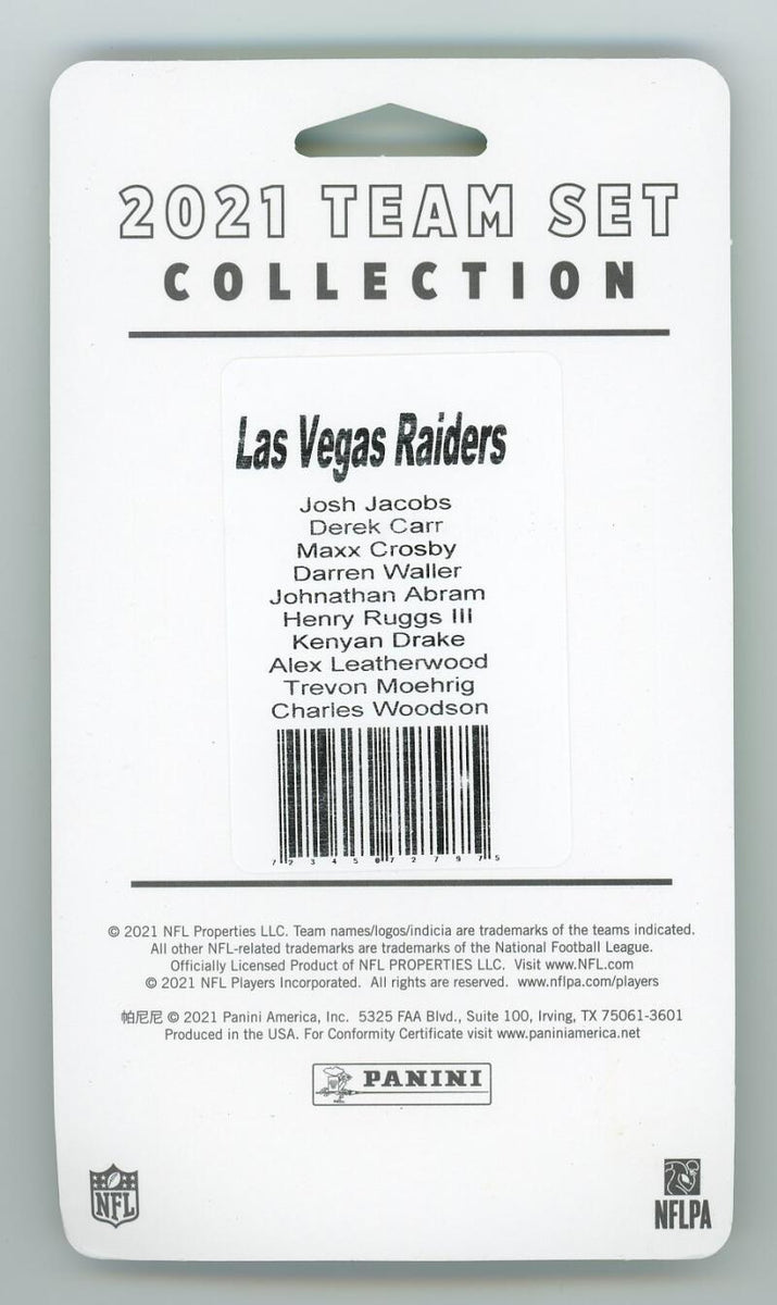 2021 Donruss Las Vegas Raiders NFL Football Card Team Set