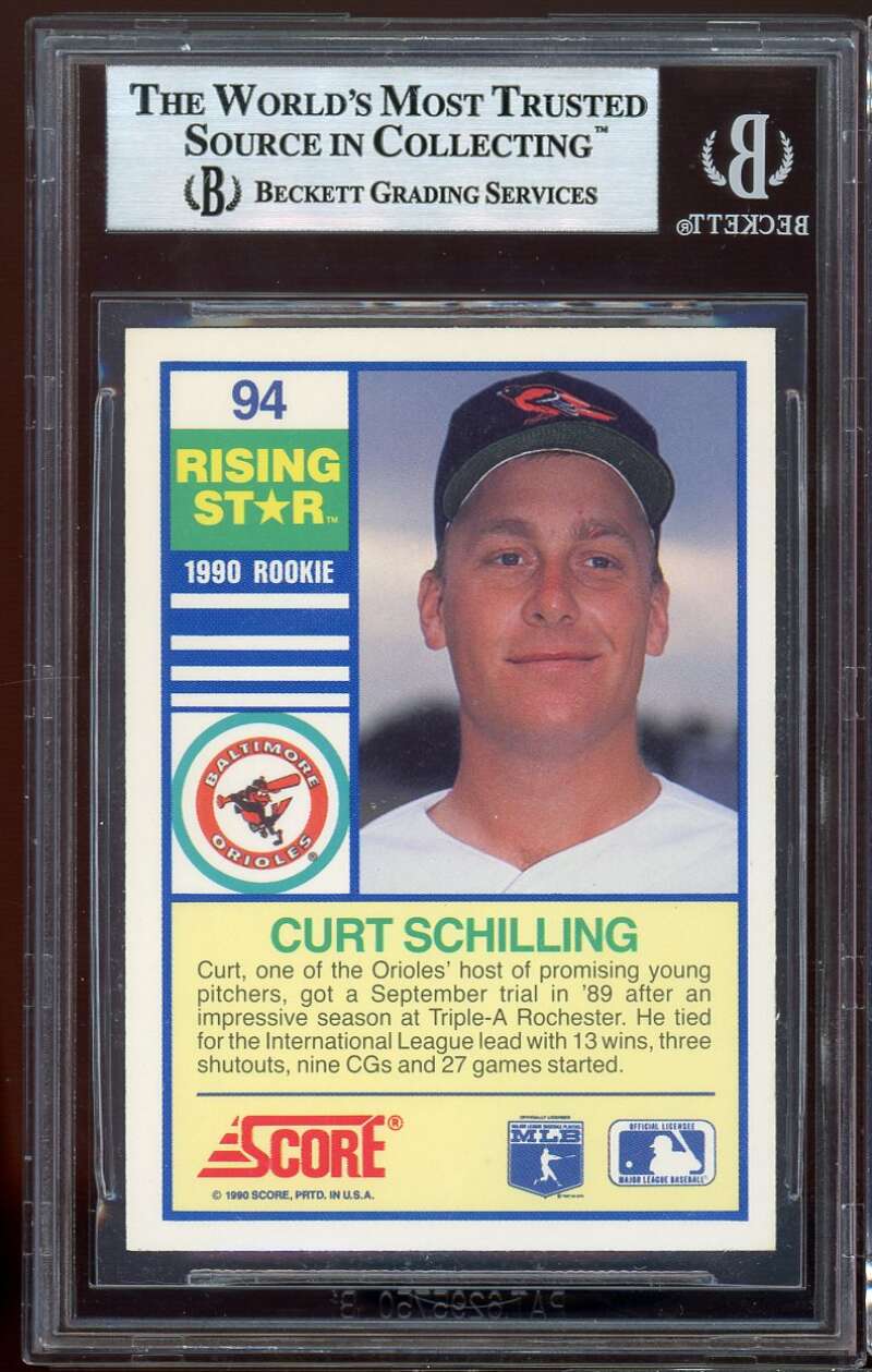 Curt Schilling Rookie Card 1990 Score Rising Stars #94 BGS 8.5 Image 2