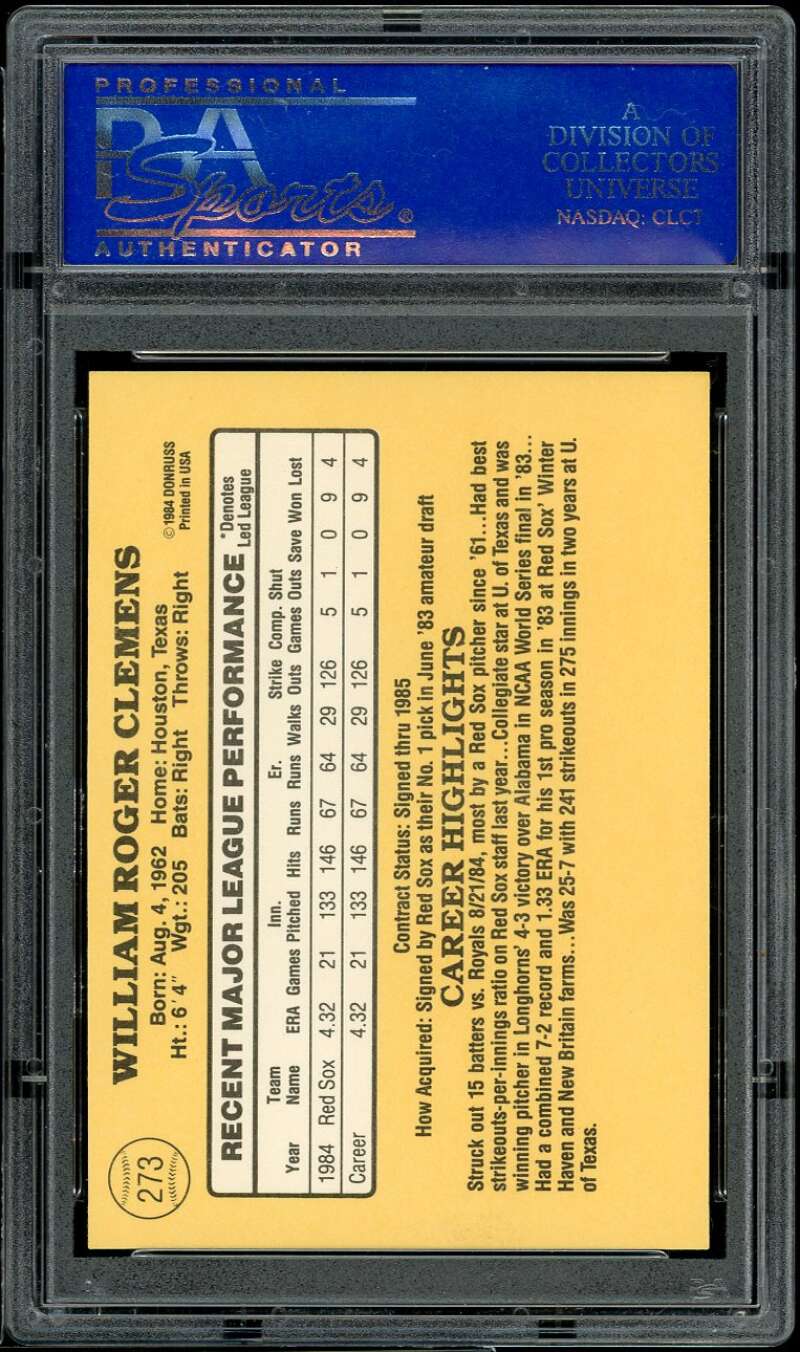 Roger Clemens Rookie Card 1985 Donruss #273 PSA 7 Image 2
