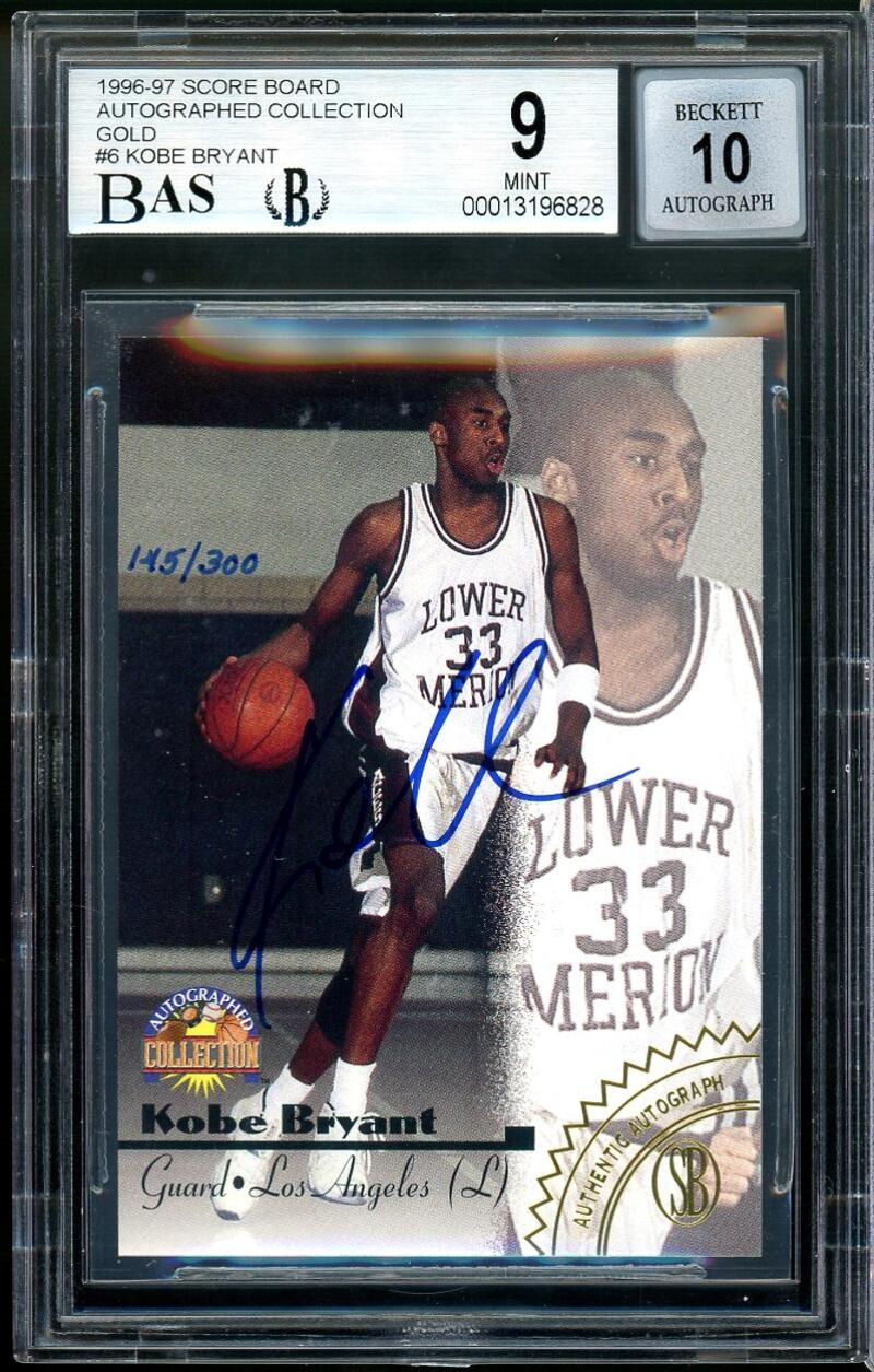 Kobe Bryant Rookie Card 1996 Score Board Autograph Collection BGS 9 BAS 10  Image 1