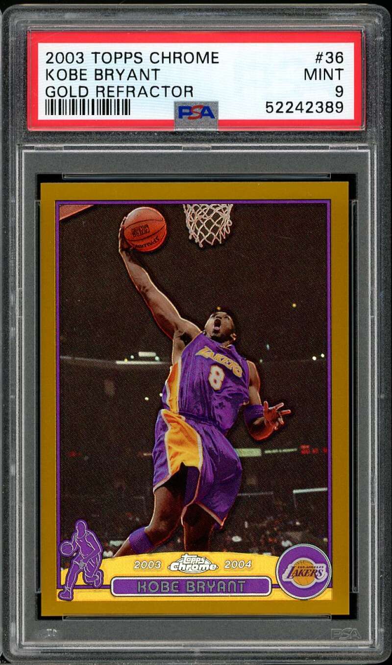 Kobe Bryant Card 2003-04 Topps Chrome Gold Refractors #36 PSA 9 Image 1