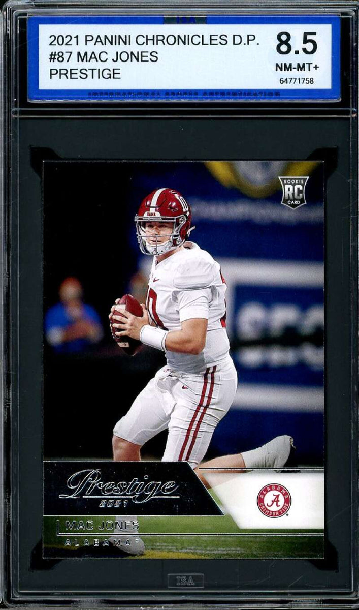 Mac Jones Rookie Card 2021 Panini Chronicles D.P. Prestige #87 ISA 8.5 SUPERIORSPORTSINVESTMENTS.COM Mac Jones Rookie Card 2021 Panini Chronicles D.P. Prestige #87 ISA 8.5 SUPERIORSPORTSINVESTMENTS.COM