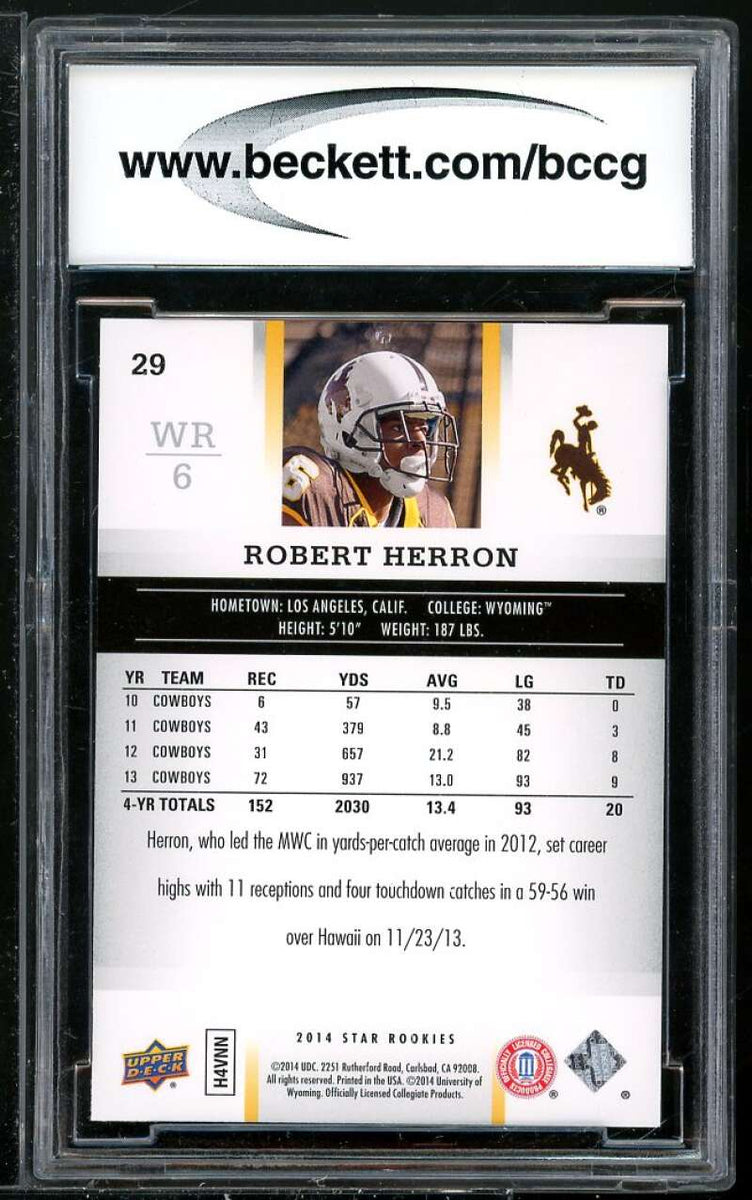 Robert Herron Rookie Card 2014 Upper Deck Star Rookies #29 BGS BCCG 10