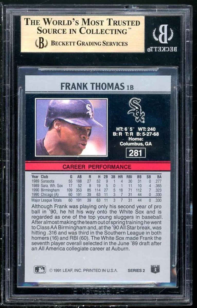  1991 Leaf Baseball Card #281 Frank Thomas