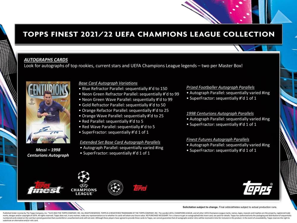 2021-22 Topps Finest UEFA Champions League Soccer Hobby Box Image 6
