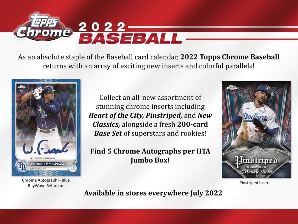 2022 Topps Chrome Baseball Hobby Jumbo Box Image 3