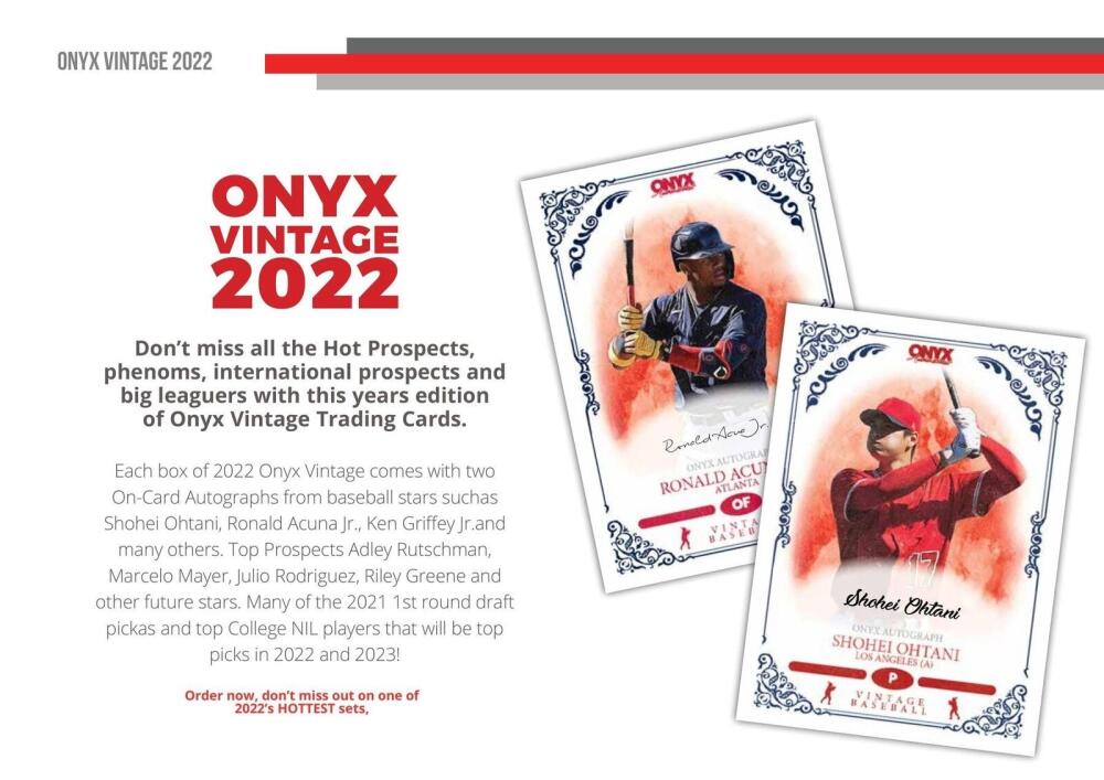 (10) 2022 Onyx Vintage Baseball Hobby Box Lot Image 2