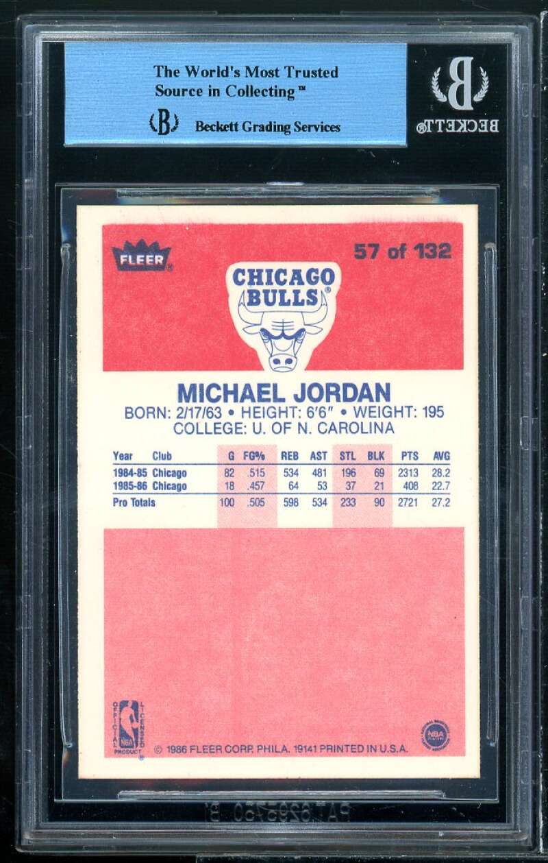 Michael Jordan Rookie Card 1986-87 Fleer #57 BGS Authentic Altered Image 2