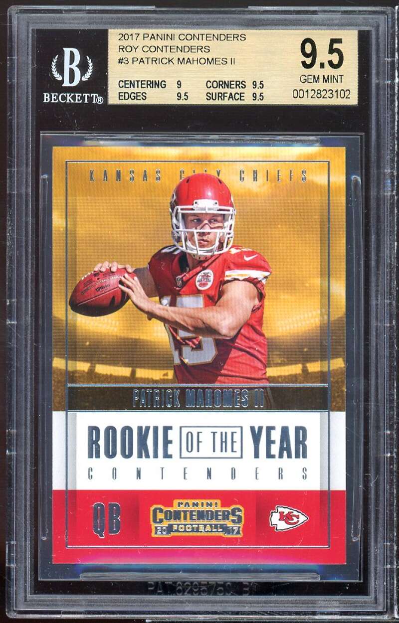 Patrick Mahomes Rookie Card 2017 Panini Contenders ROY Contenders #3 BGS 9.5 Image 1