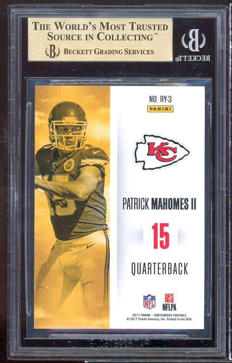 Patrick Mahomes Rookie Card 2017 Panini Contenders ROY Contenders #3 BGS 9.5 Image 2