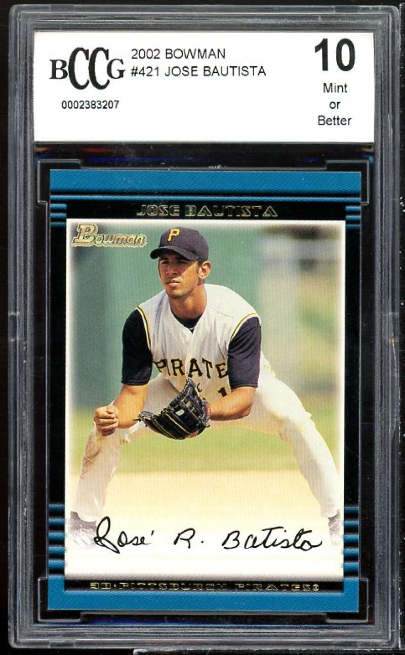 Jose Bautista Rookie Card 2002 Bowman #421 BGS BCCG 10 Image 1
