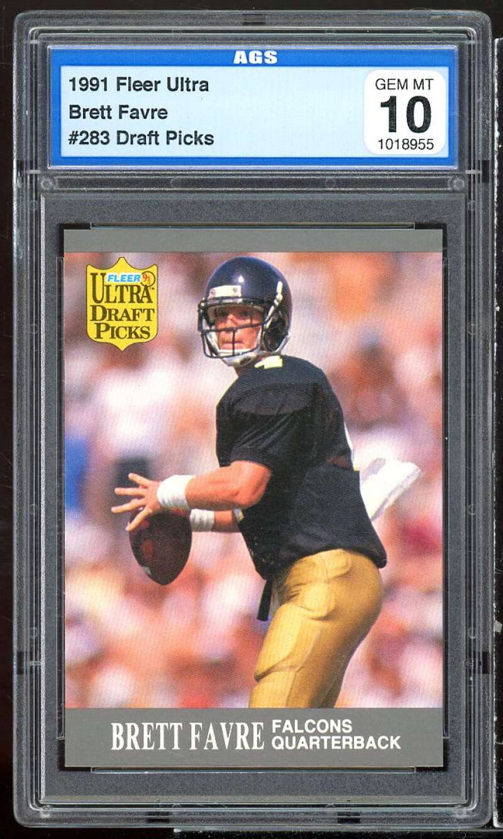 Brett Favre Rookie Card 1991 Fleer Ultra Draft Picks #283 AGS 10 GEM M –