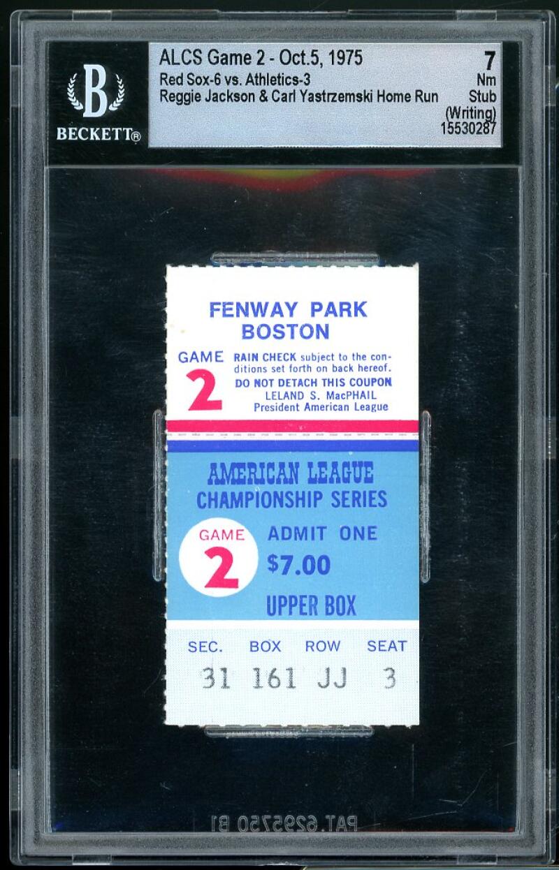 1975 ALCS Game 2 Red Sox / Oakland Athletics Ticket Stub 10/5/75 BGS 7
 

 Image 1