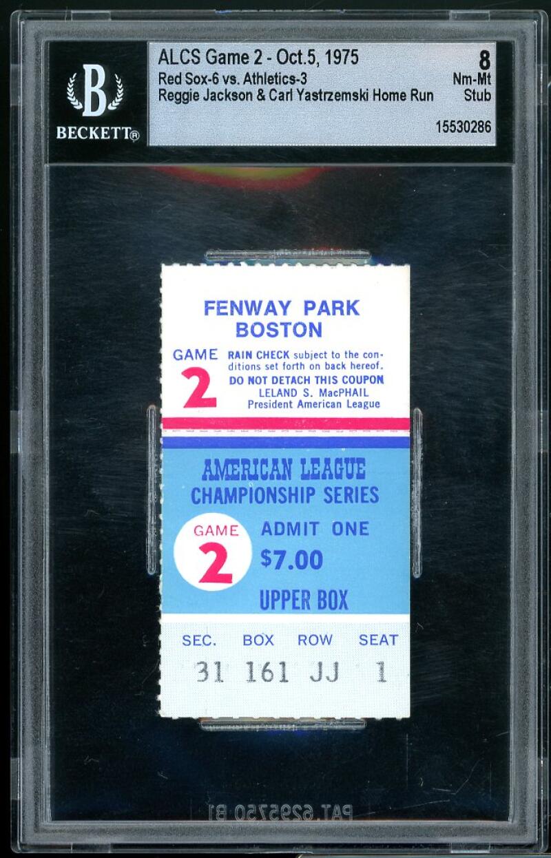 1975 ALCS Game 2 Red Sox / Oakland Athletics Ticket Stub 10/5/75 BGS 8

 

 Image 1