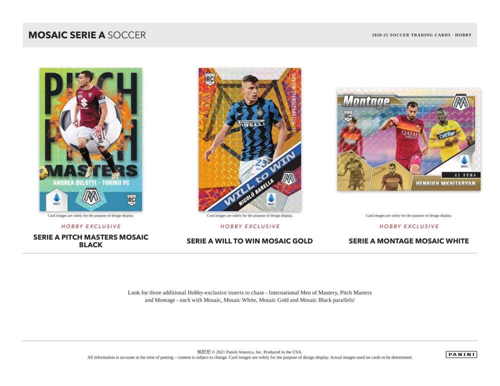 2020-21 Panini Mosaic Serie A Soccer Hobby Box Image 3