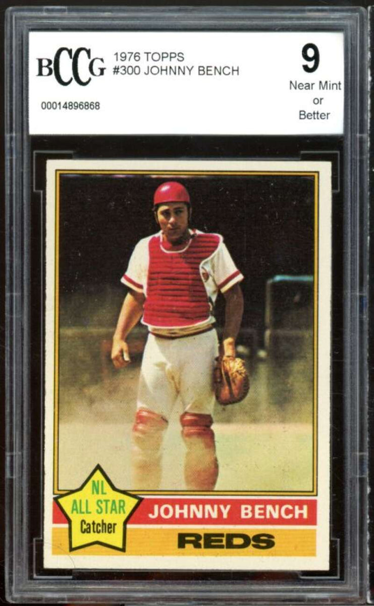 Johnny Bench 1976 TOPPS NL ALL STAR CATCHER Card #300 REDS