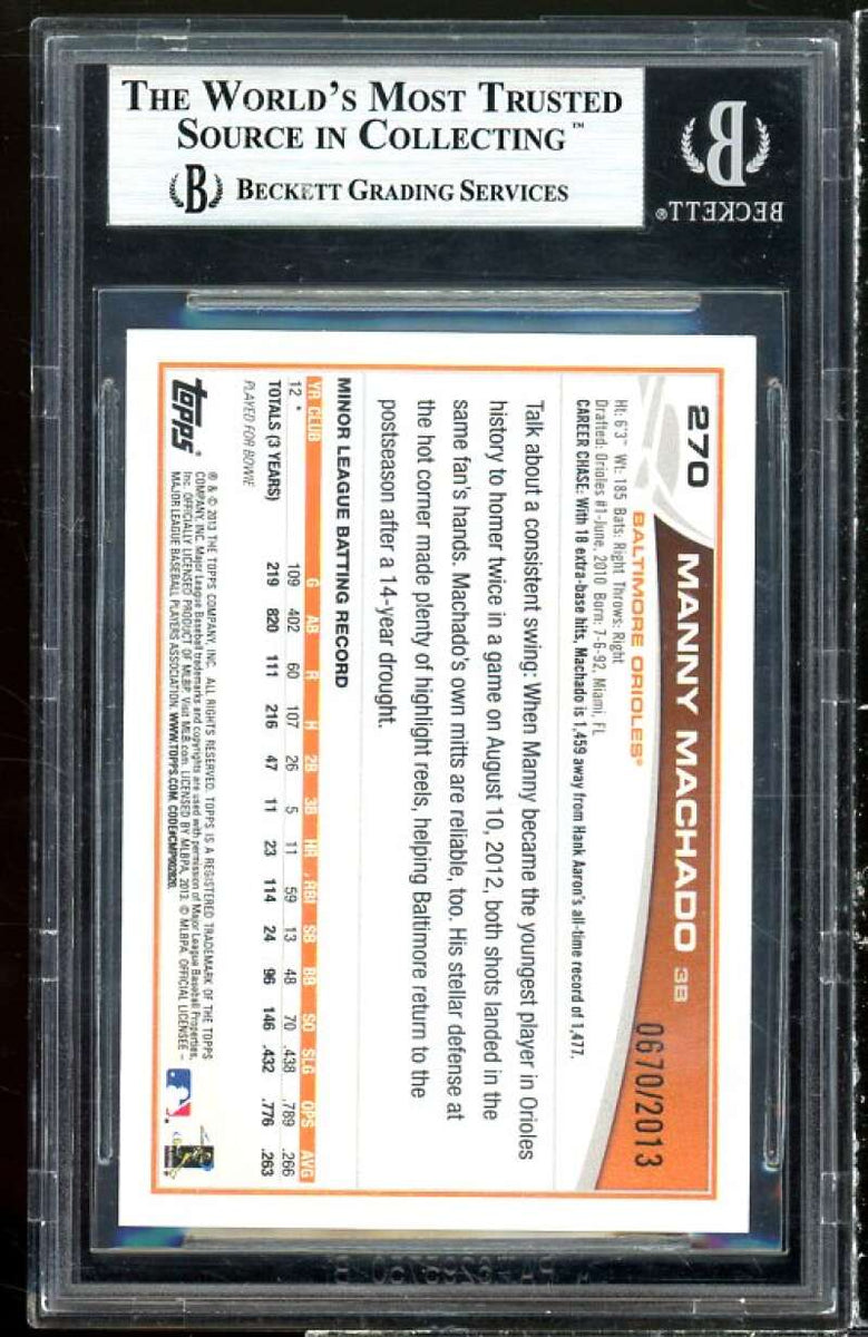 Manny Machado Baltimore Orioles 2013 Topps # 270 Rookie Card PSA 10