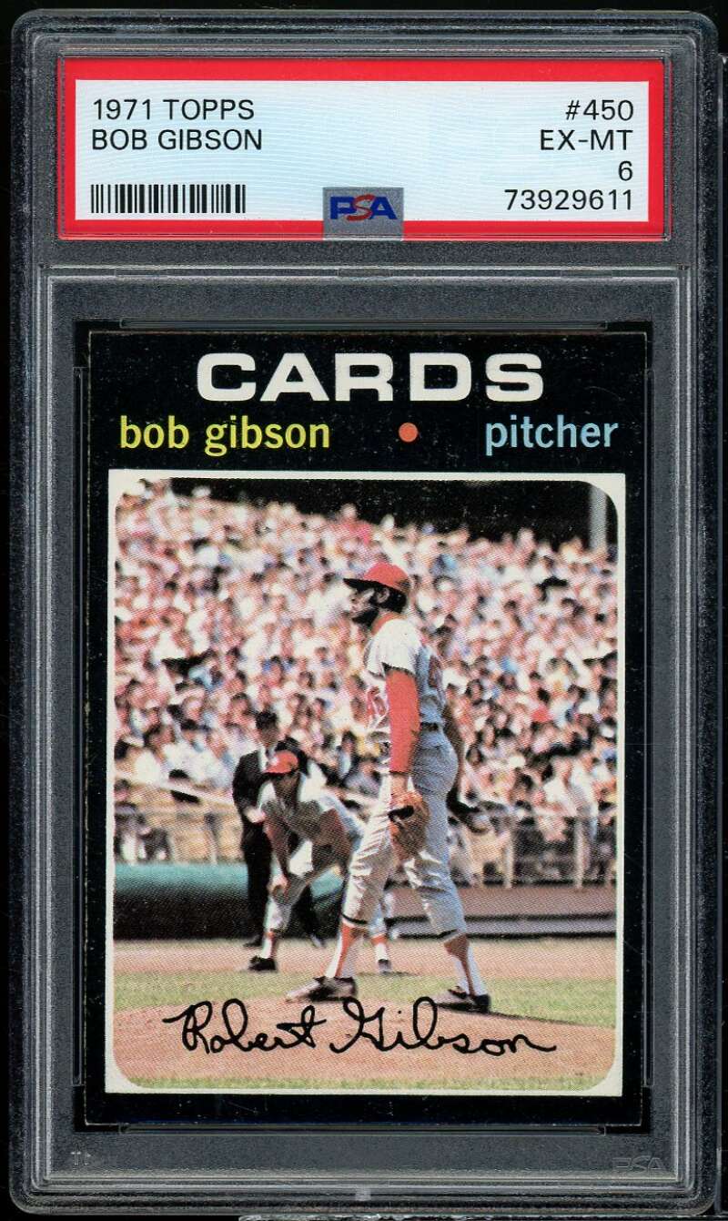 Bob Gibson Card 1971 Topps #450 PSA 6 Image 1