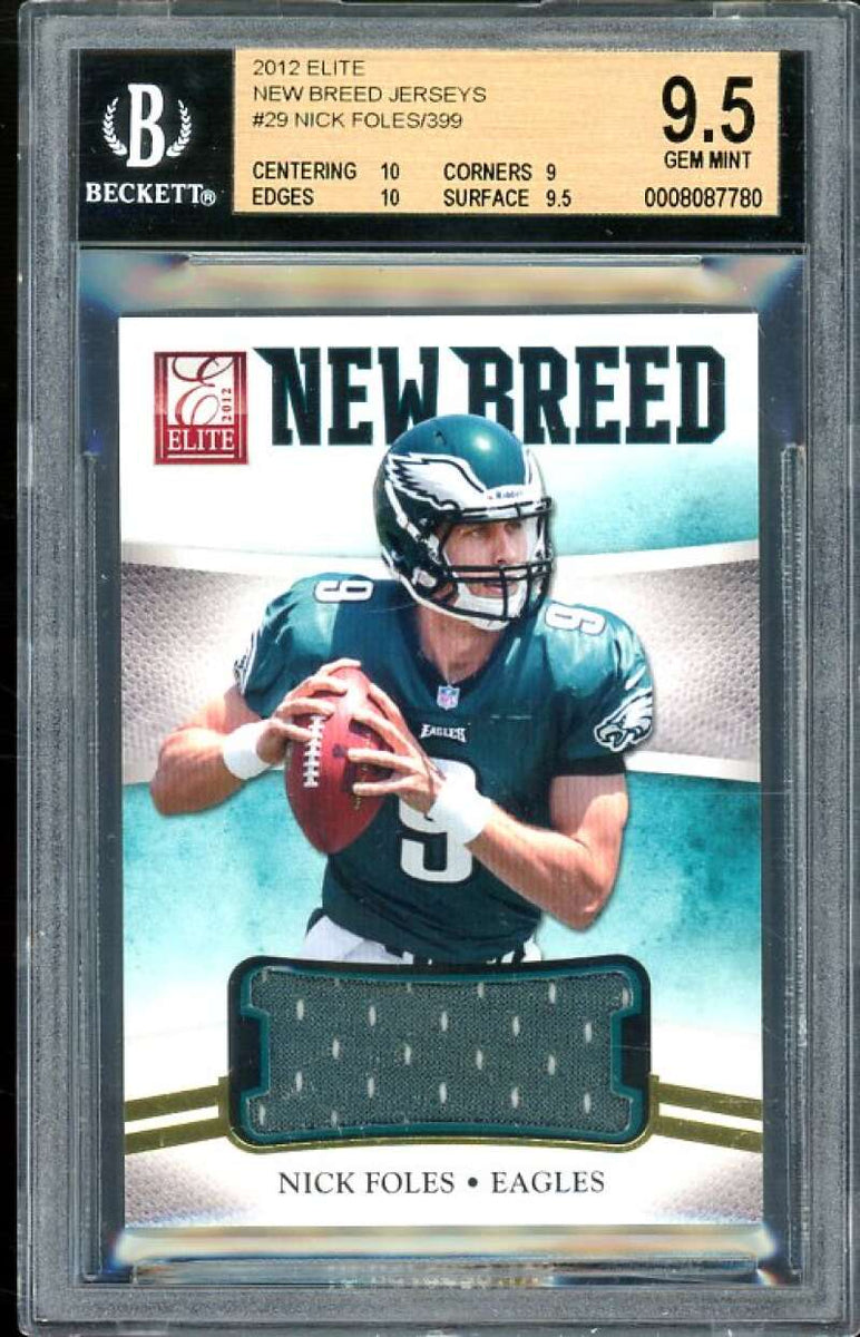 NICK FOLES 2012 PANINI ELITE NEW BREED 3-CLR PATCH #09/49 (HIS JERSEY –  LTDSports