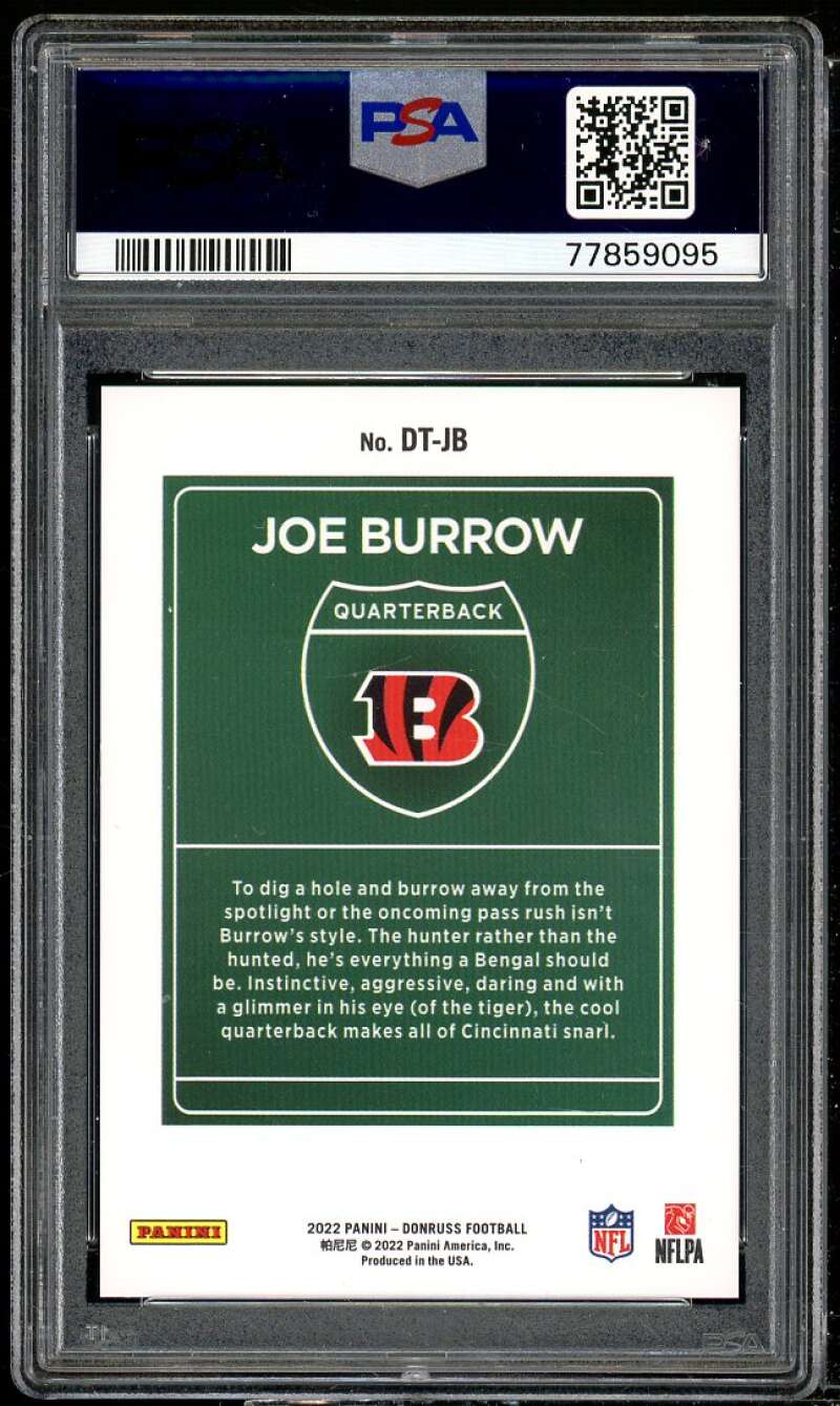 Joe Burrow Card 2022 Donruss Downtown! #DTJB PSA 9 Image 2