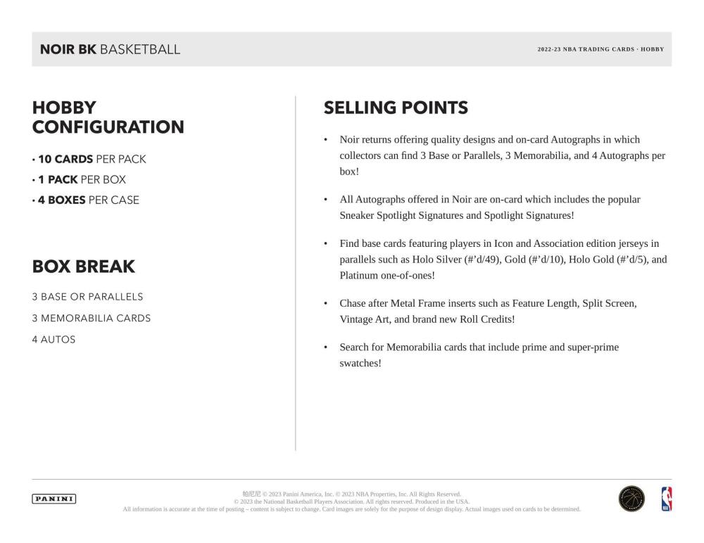 2022-23 Panini Noir Basketball Hobby Box Image 6