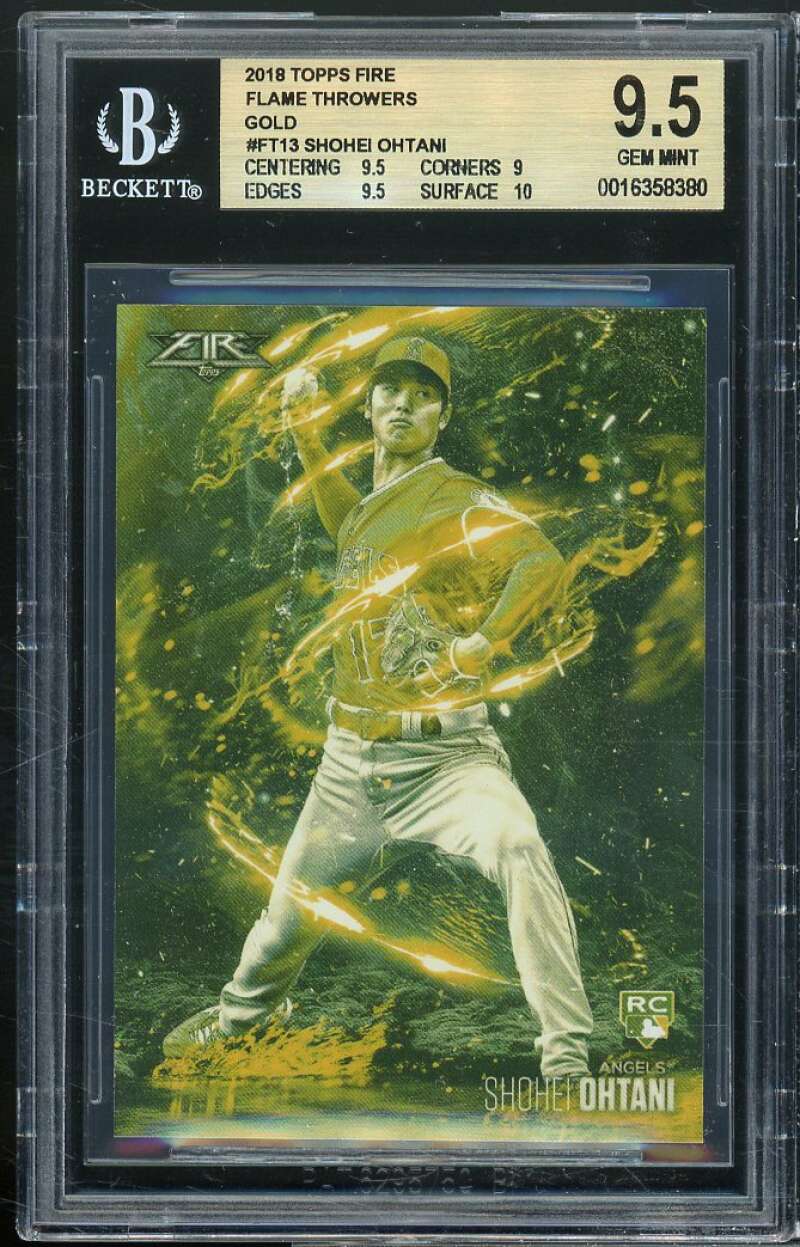 Shohei Ohtani Rookie 2018 Topps Fire Flame Throwers Gold #FT13 (pop 3) BGS 9.5 Image 1