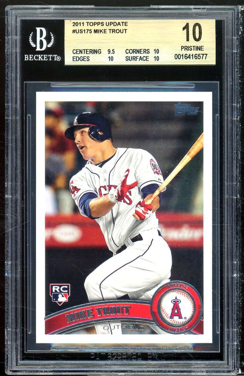 Mike Trout Rookie Card 2011 Topps Update #US175 (PRISTINE) BGS 10 Image 1
