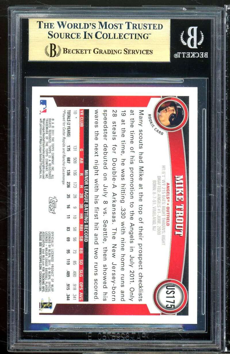 Mike Trout Rookie Card 2011 Topps Update #US175 (PRISTINE) BGS 10 Image 2