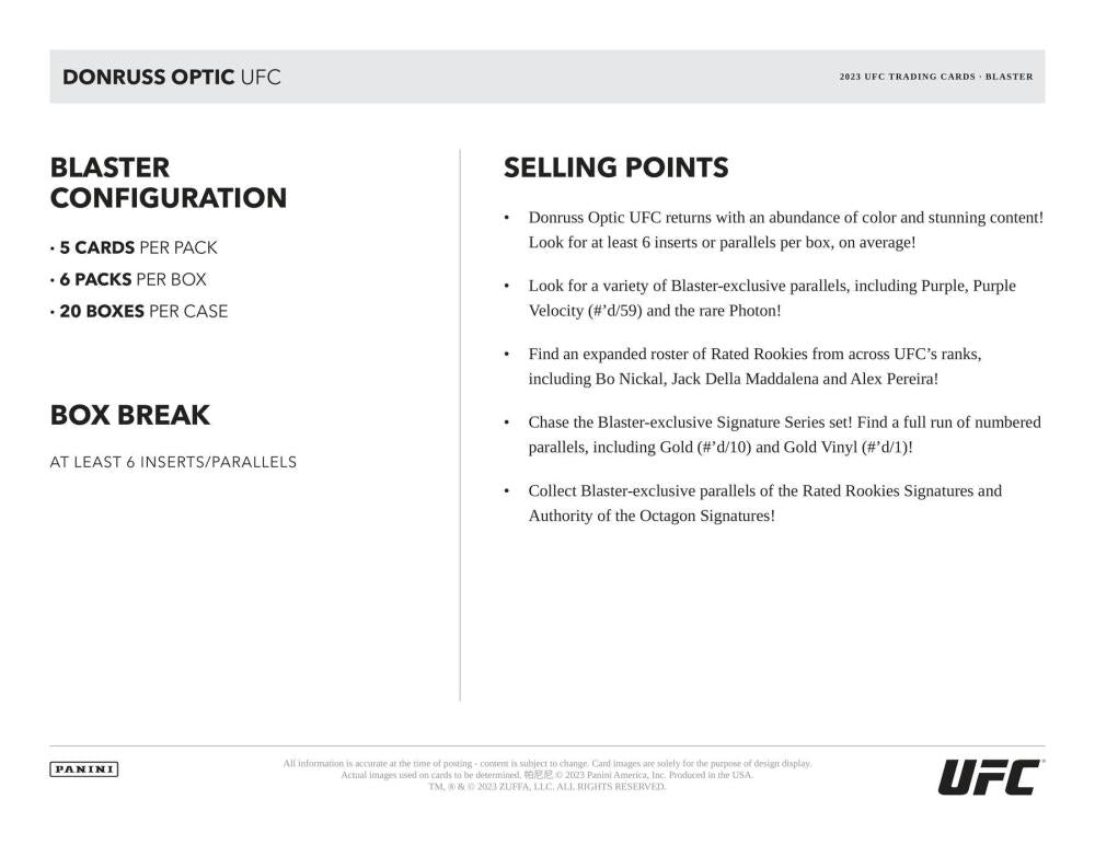 2023 Panini Donruss Optic UFC 6-Pack Blaster Box Image 5