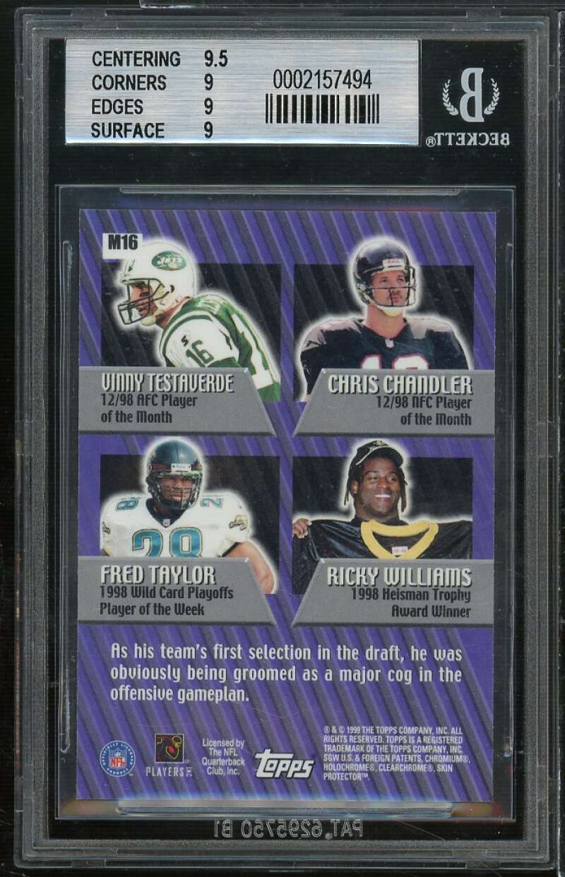 Ricky Williams Rookie Card 1999 Topps Mystery Chrome #M16 BGS 9 (9.5 9 9 9) Image 2