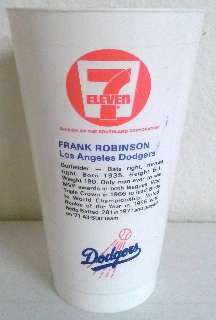 1970's FRANK ROBINSON los angeles dodgers 7ELEVEN souvenir cup vintage MLB Image 2