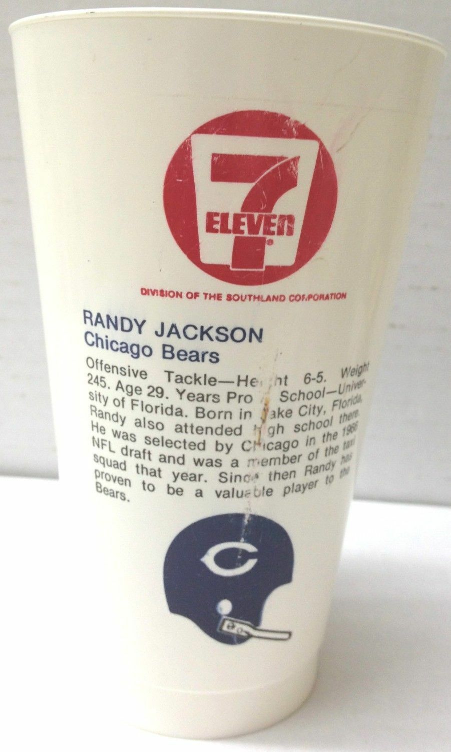 1970's RANDY JACKSON chicago bears 7ELEVEN souvenir cup vintage NFL Image 2