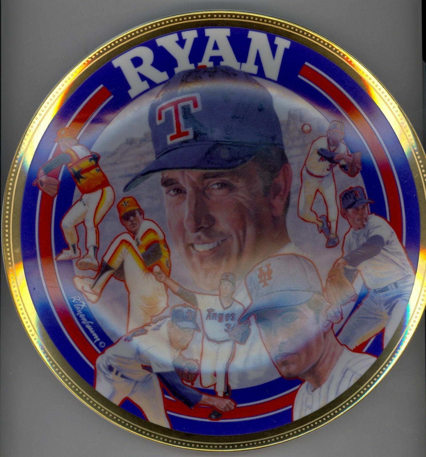 1993 NOLAN RYAN "Farewell" Collectible Gold Edition Plate TEXAS RANGERS MLB COA Image 2