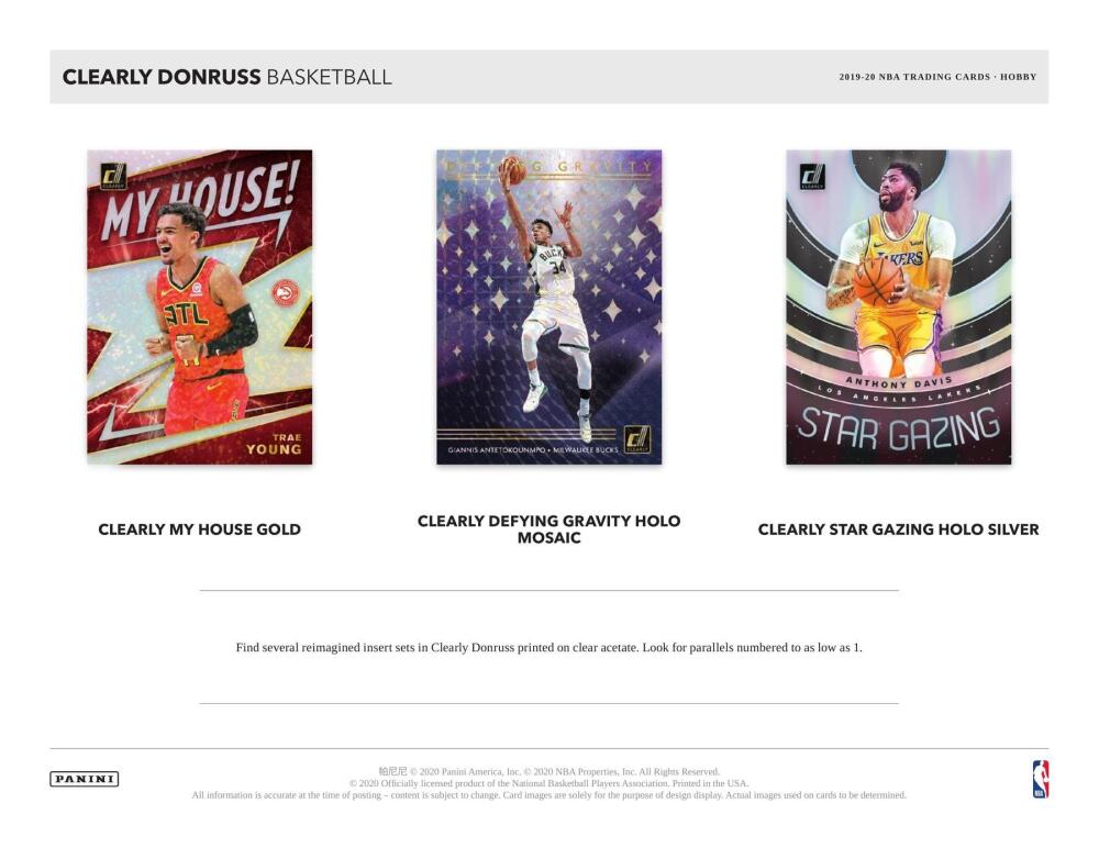 2019-20 Panini Clearly Donruss Basketball Hobby Box Image 6