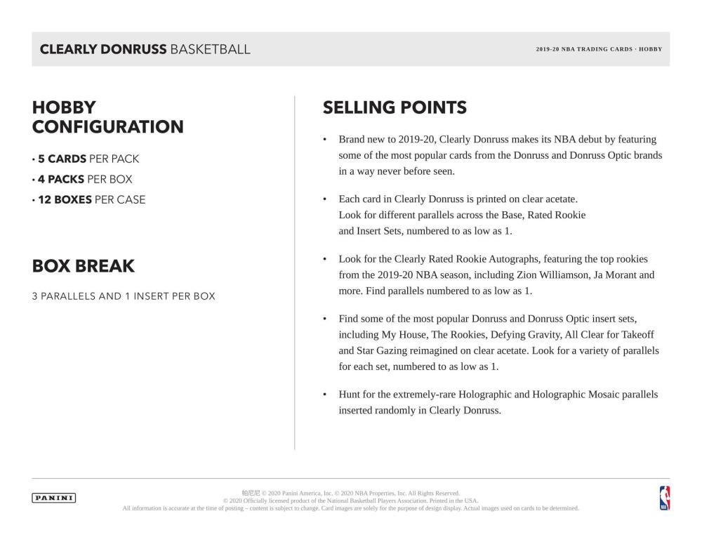 2019-20 Panini Clearly Donruss Basketball Hobby Box Image 7