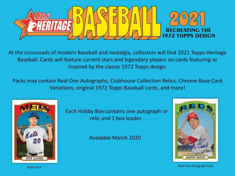 2021 Topps Heritage Baseball Hobby Box Image 3